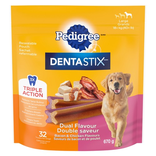 Pedigree Dentastix Dog Treats Dual Flavour Bacon Chicken 670 g