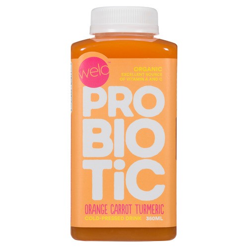 Welo Probiotic Organic Drink Orange Carrot Turmeric 350 ml (bottle)