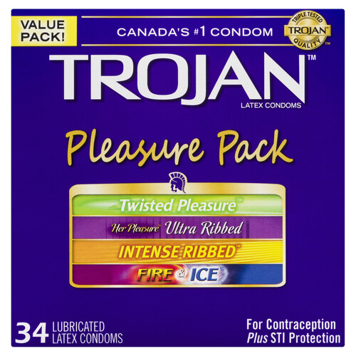 Trojan Pleasure Pack Latex Condoms 34 EA 