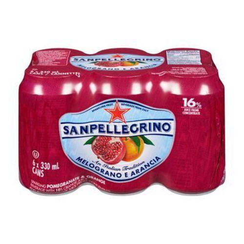 San Pellegrino Sparkling Fruit Drink Melograno E Arancia 6 x 330 ml (cans)