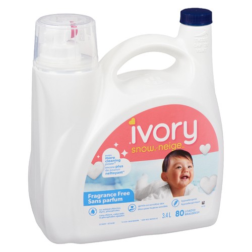 Ivory Snow Value Size Liquid Laundry Detergent 80 Loads Fragrance Free 3.4 L