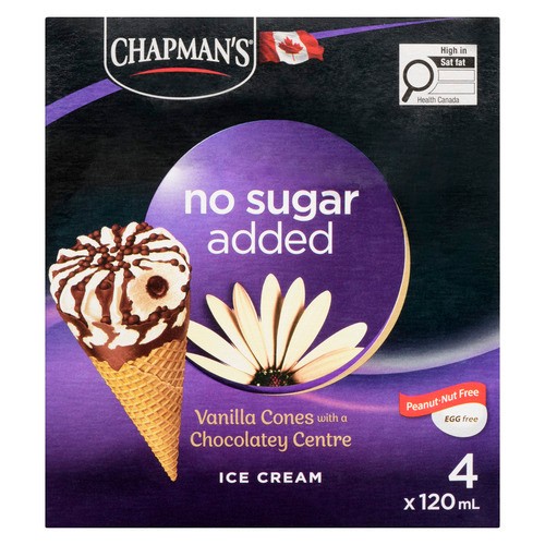 Chapman's No Sugar Added Ice Cream Cones Vanilla 480 ml