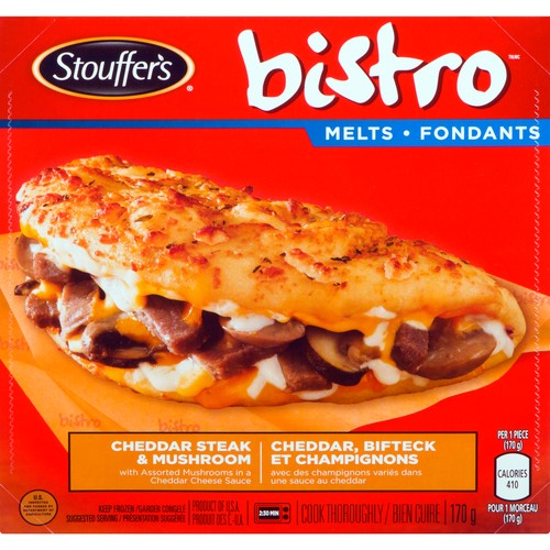 Stouffer's Frozen Bistro Melts Cheddar Steak & Mushroom 170 g