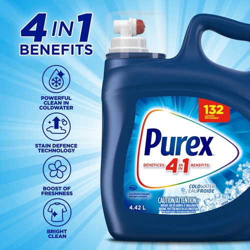 Purex 4 in 1 Concentrated Detergent Coldwater 132 Loads 4.42 L