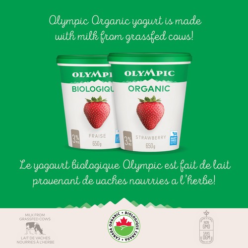 Olympic Organic 3% Yogurt Strawberry 650 g