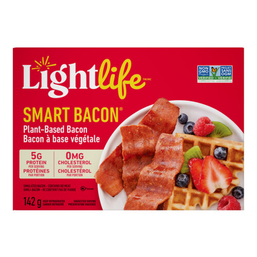 Lightlife Plant-Based Vegan Bacon Strips Smart Bacon 142 g