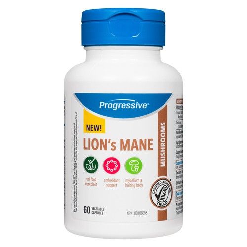 Progressive Supplement Lion's Mane Mushrooms 60 Vegetable Capsules 