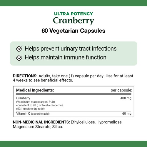Nature's Bounty Cranberry Ultra Potency 20000 mg Capsules 60 Count