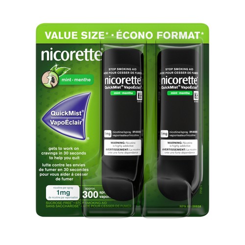 Nicorette Nicotine QuickMist Spray Mint 1 mg Duo Pack 150 Sprays Each