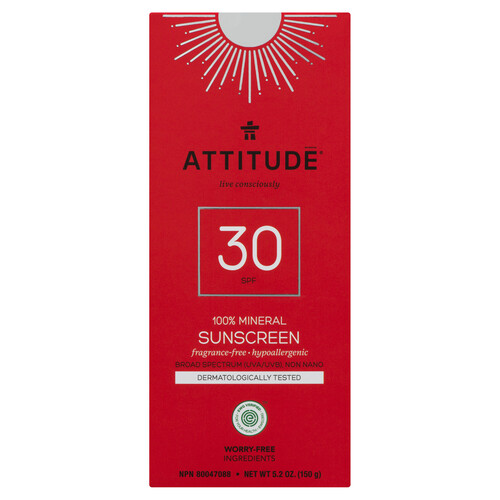Attitude SPF30 Adult Fragrance-free 150 g