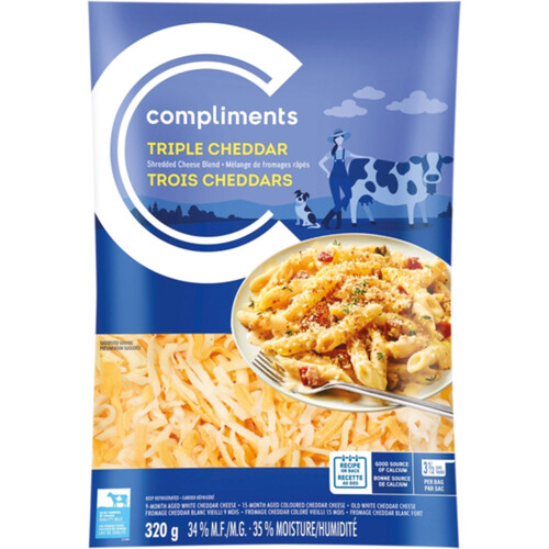 Compliments Shredded Cheese Triple Cheddar Blend 320 g