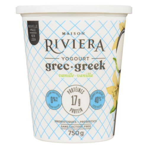 Riviera Greek Yogurt 40% Less Sugar Vanilla 750 g