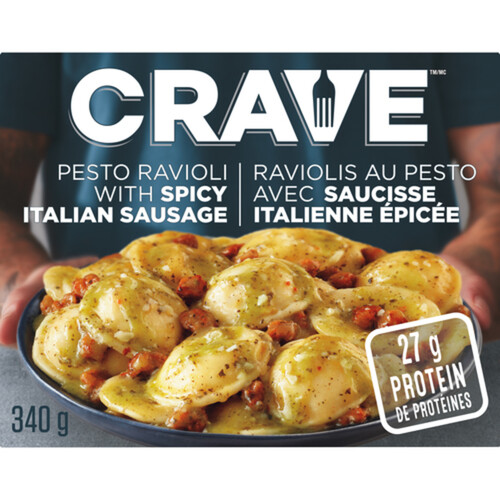 CRAVE Frozen Pesto Ravioli With Spicy Italian Sausage 340 g