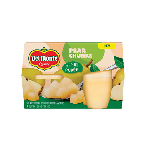 Del Monte Fruit Cups Diced Pears 4 x 90 ml