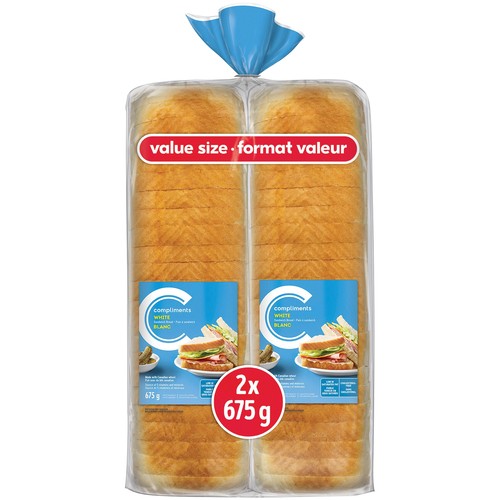 Compliments Sandwich Bread White 2 x 675 g