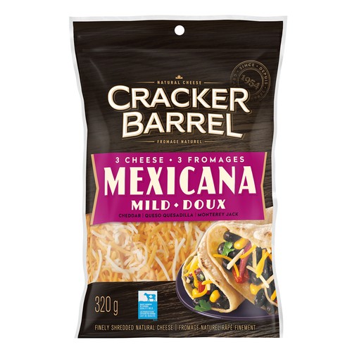Cracker Barrel Shredded Cheese 3 Cheese Mexicana Mild 320 g