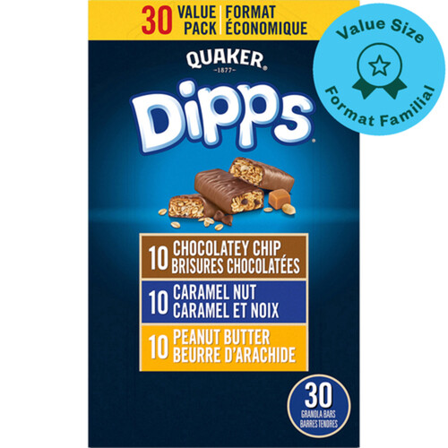 Quaker Dipps Granola Bars Triple Play Value Size 30 Pack 935 g