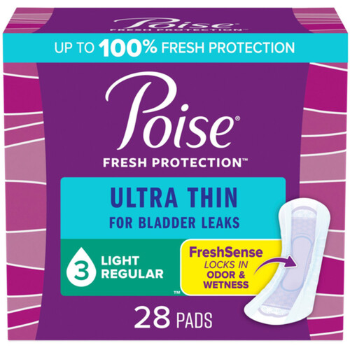 Poise Ulta Thin Pads Light Absorbency Regular 28 Count