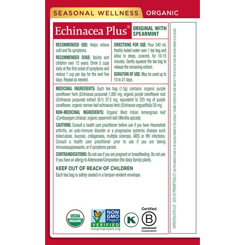 Traditional Medicinals Tea Echinacea Plus 16 Tea Bags