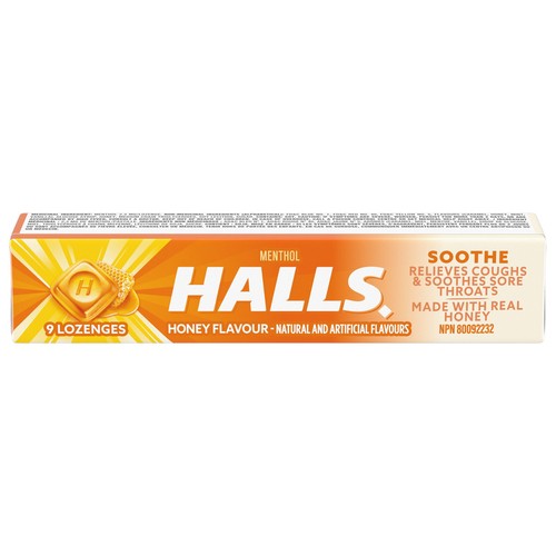 Halls Cough Drops Honey Flavour 9 count