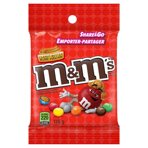 M&M'S Milk Chocolate Candies Peanut Butter Sharing Bag 115 g