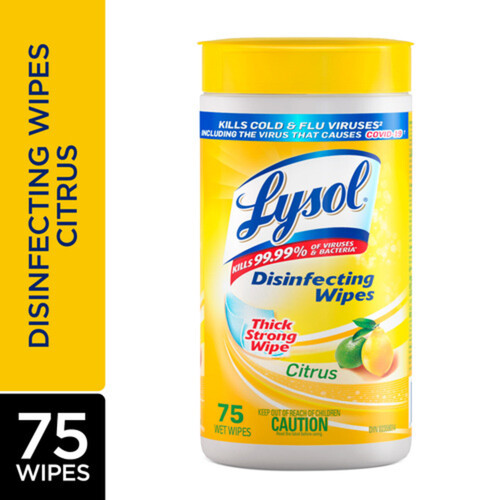 Lysol Disinfecting Wipes Citrus 75 Count