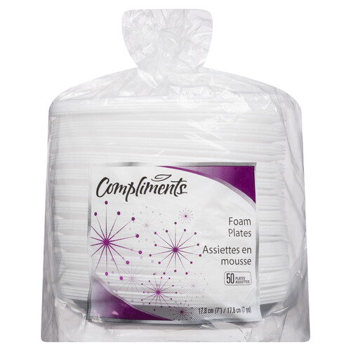 Compliments Foam Plates 7 Inch 50 Pack