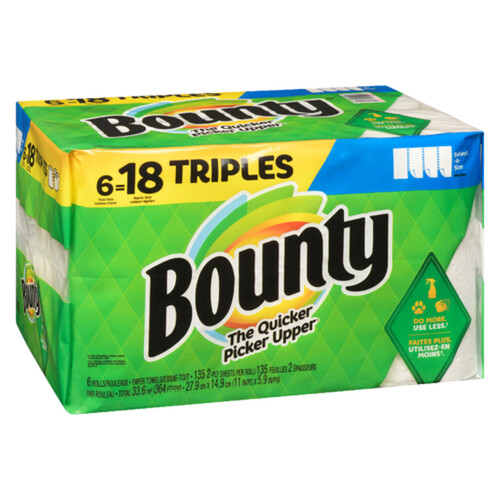 Bounty Select A Size Paper Towel 2-Ply 6 Triple Rolls x 135 Sheets 