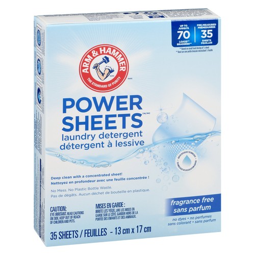Arm & Hammer Power Sheets Laundry Detergent Fragrance Free 35 Sheets
