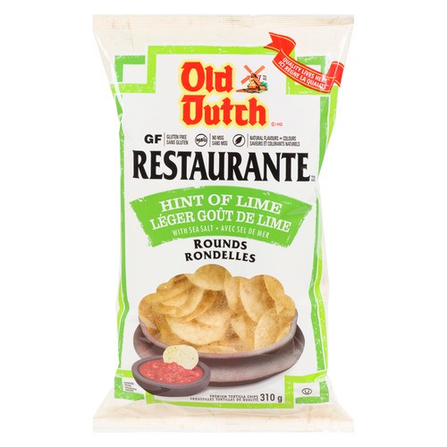 Old Dutch Restaurante Gluten-Free Tortilla Chips Sea Salt & Hint Of Lime 310 g