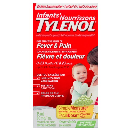 Tylenol Childrens Suspension Drops Grape 15 ml