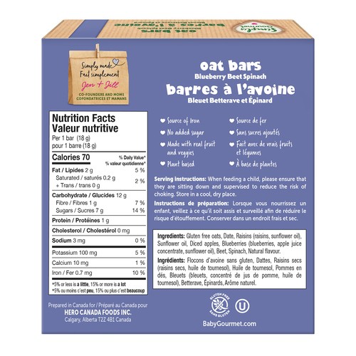 Baby Gourmet Oat Bars Blueberry Beet Spinach 90 g