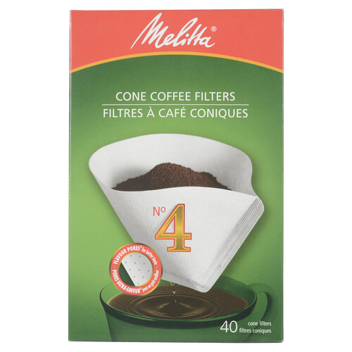 Melitta No 4 Cone Coffee Filters White 40 Pack
