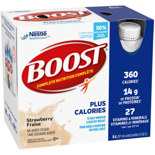 Nestlé Boost Calorie Plus Meal Replacement Strawberry 6 x 237 ml (bottles)