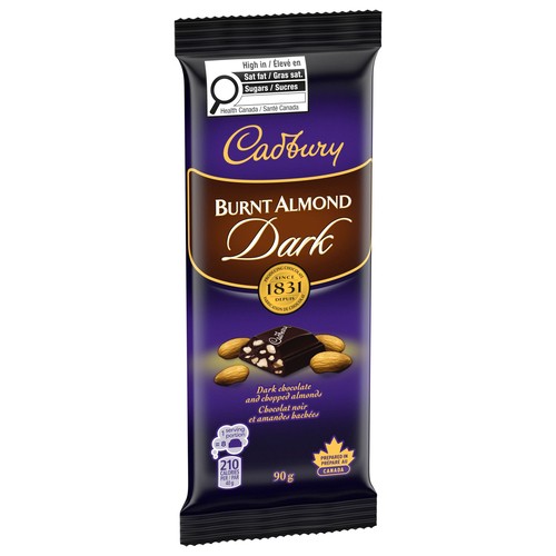 Cadbury Burnt Almond Chocolate Bar Dark Chocolate With Chopped Almonds 90 g