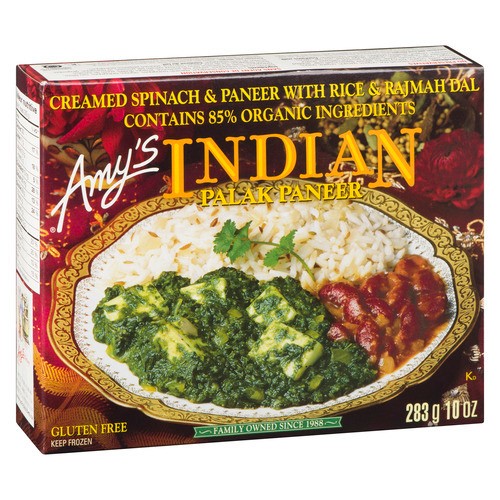 Amy's Kitchen Gluten-Free Frozen Paneer Indian Palak 283 g
