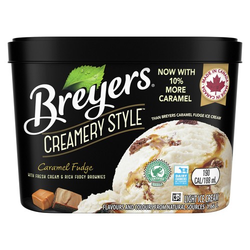 Breyers Kosher Certified Creamery Style Light Ice Cream Caramel Fudge 1.66 L