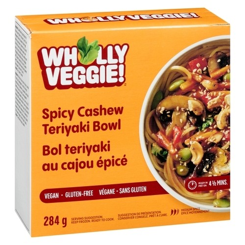 Wholly Veggie! Vegan Frozen Spicy Cashew Teriyaki Bowl Medium Spice 284 g