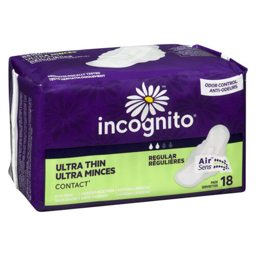 Incognito Ultra Thin Contact Pads Regular 18 Count