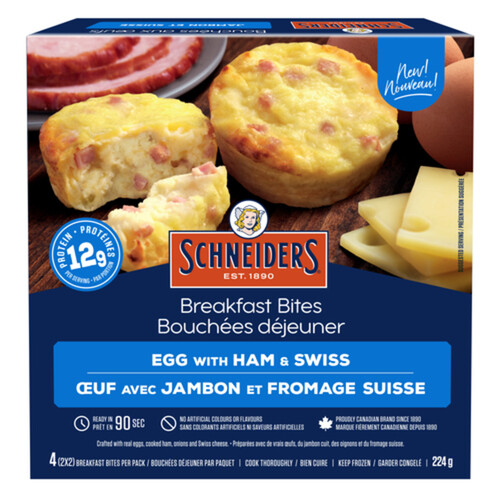 Schneiders Frozen Breakfast Bites Egg With Ham & Swiss 224 g