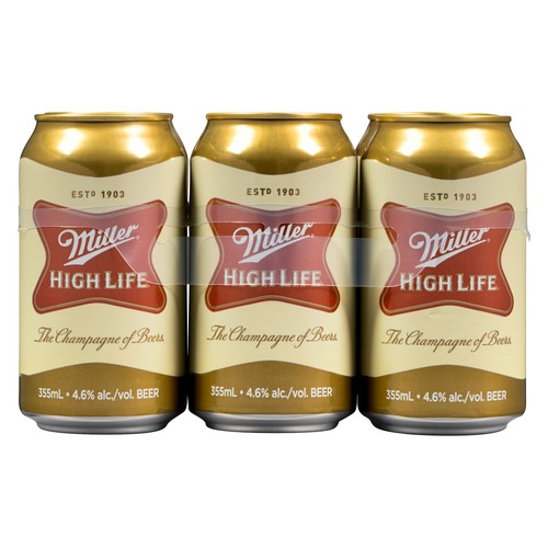 Miller Beer 4.6% Alcohol High Life 6 x 355 ml (cans)
