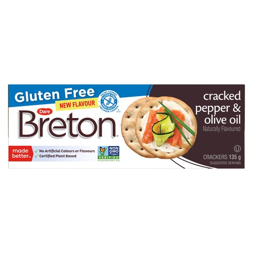 Dare Breton Gluten-Free Crackers Cracked Pepper & Olive Oil 135 g