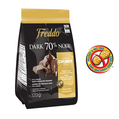Freddo Gluten-Free Chocolate Squares 70% Dark Cocoa Chunky Style 120 g
