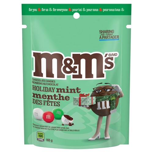 M&M's Chocolate Holiday Mint Stand Up Bag 165 g