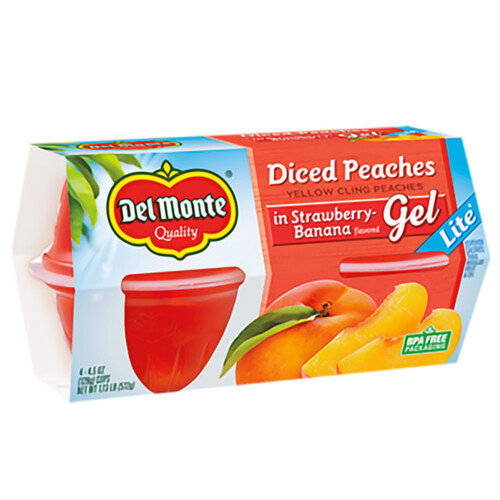 Del Monte Diced Peaches In Strawberry Gel 4 x 125 g