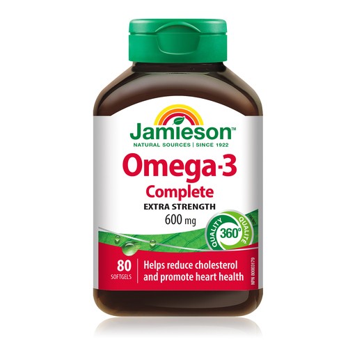 Jamieson Omega-3 Complete 600 mg Extra Strength Softgels 80 Count