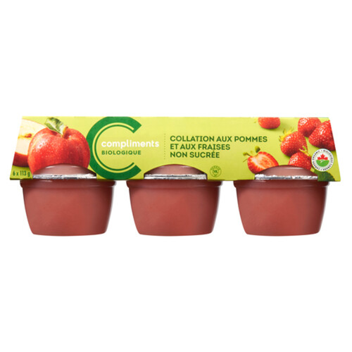 Compliments Organic Snack Unsweetened Apple Strawberry 6 x 113 g