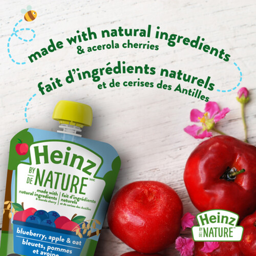 Heinz by Nature Organic Baby Food Blueberry Apple & Oat Purée 128 ml