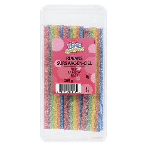 Les Aliments Johnvince Candy Fizzy Rainbow Belts 260 g
