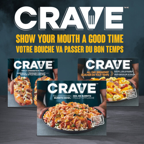CRAVE Frozen Meal Pulled Chicken Burrito Bowl 320 g